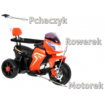 Motorek na akumulator Pchaczyk 3w1 Pomarańczowy HL108.POM